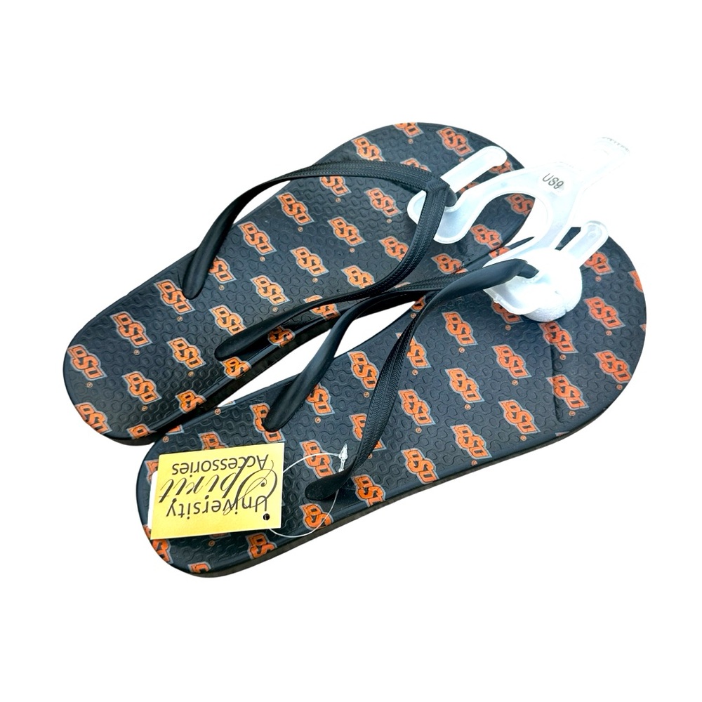 OKLAHOMA STATE OSU women's flipflops University Spirit accessories size 9 NWT